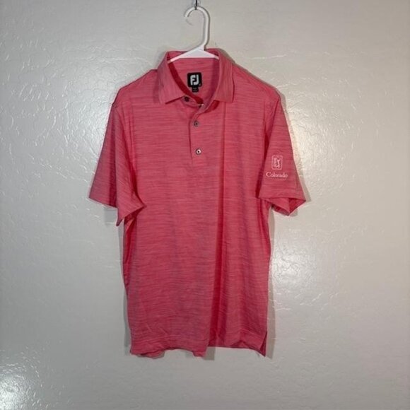 FootJoy Polo Shirt Mens Small Pink Heather Golf TPC Colorado Performance Stretch - Picture 1 of 8